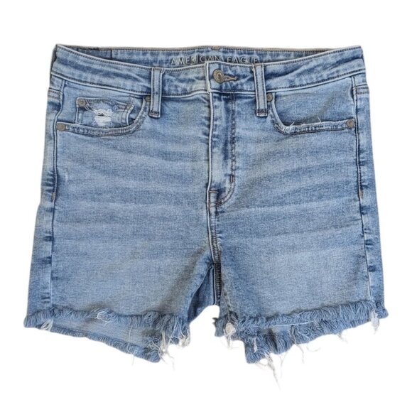 American Eagle Light Wash High Rise Denim Jean Shorts - Picture 1 of 4